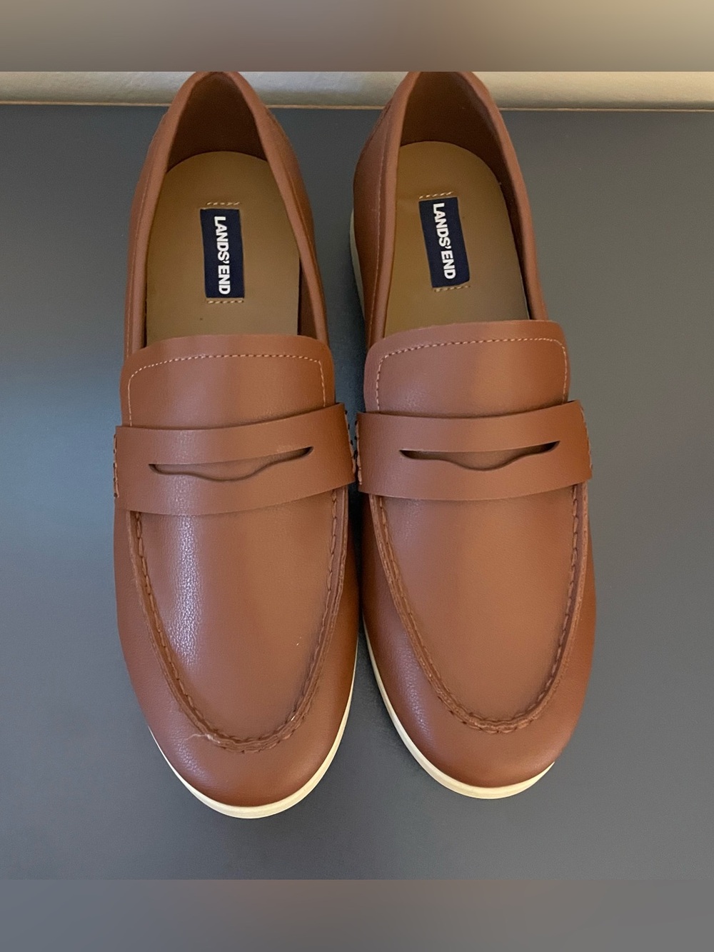 Lands End Boys Brown Loafers Size 7